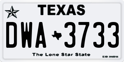 TX license plate DWA3733