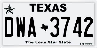 TX license plate DWA3742