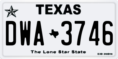 TX license plate DWA3746