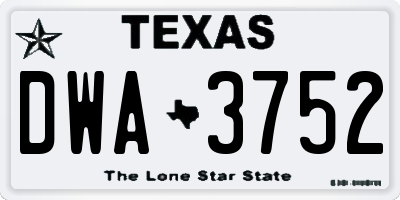 TX license plate DWA3752