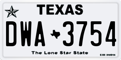 TX license plate DWA3754