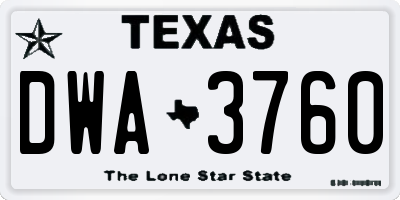 TX license plate DWA3760