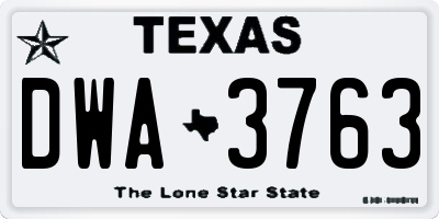 TX license plate DWA3763