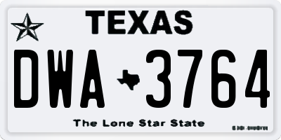 TX license plate DWA3764