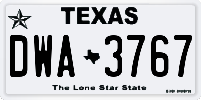 TX license plate DWA3767