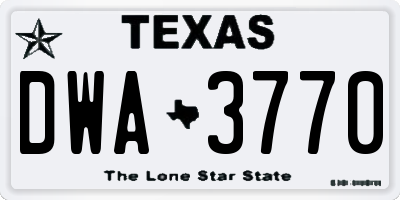TX license plate DWA3770