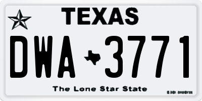 TX license plate DWA3771