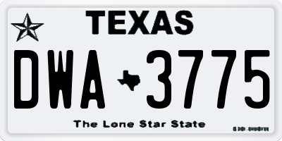 TX license plate DWA3775