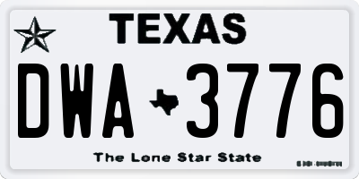 TX license plate DWA3776