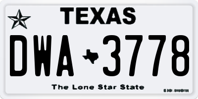 TX license plate DWA3778