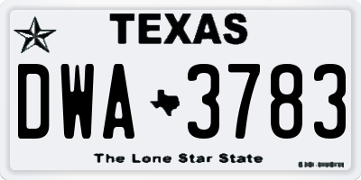 TX license plate DWA3783