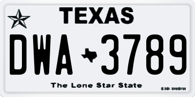 TX license plate DWA3789