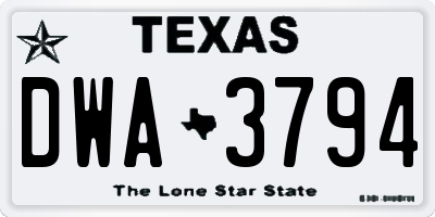 TX license plate DWA3794