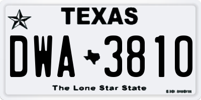 TX license plate DWA3810