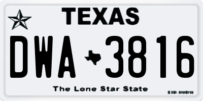 TX license plate DWA3816