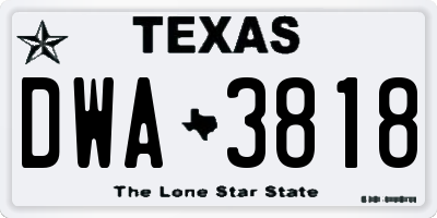 TX license plate DWA3818