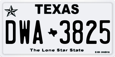 TX license plate DWA3825