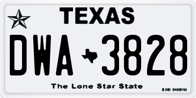 TX license plate DWA3828