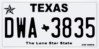 TX license plate DWA3835