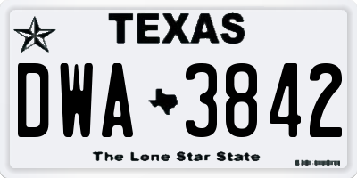 TX license plate DWA3842