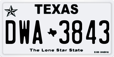 TX license plate DWA3843
