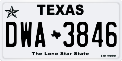 TX license plate DWA3846