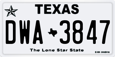 TX license plate DWA3847