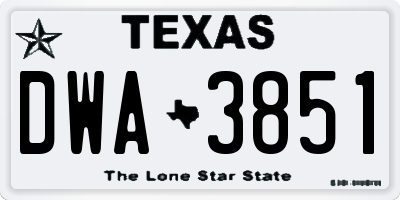 TX license plate DWA3851
