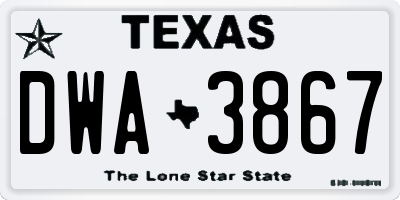 TX license plate DWA3867