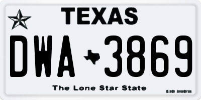TX license plate DWA3869