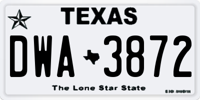 TX license plate DWA3872