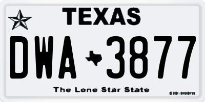 TX license plate DWA3877
