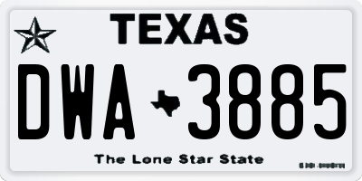 TX license plate DWA3885