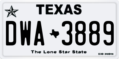 TX license plate DWA3889