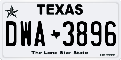 TX license plate DWA3896