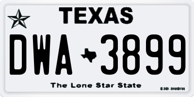 TX license plate DWA3899