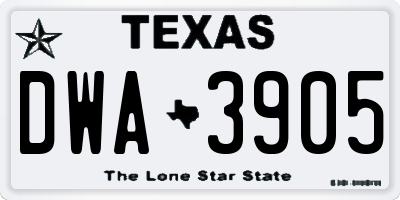 TX license plate DWA3905