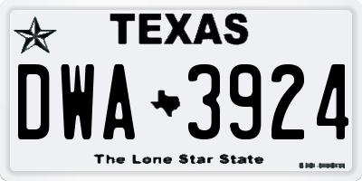 TX license plate DWA3924