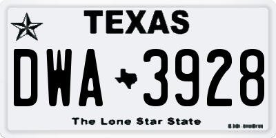 TX license plate DWA3928