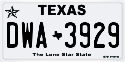 TX license plate DWA3929