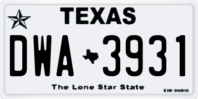 TX license plate DWA3931