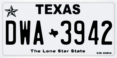 TX license plate DWA3942