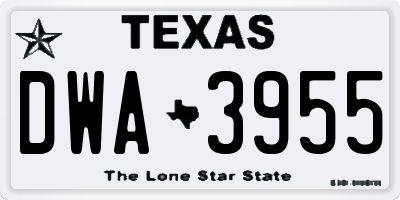TX license plate DWA3955