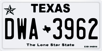 TX license plate DWA3962