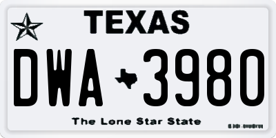 TX license plate DWA3980