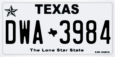 TX license plate DWA3984