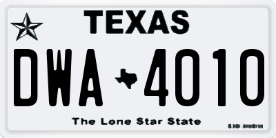 TX license plate DWA4010