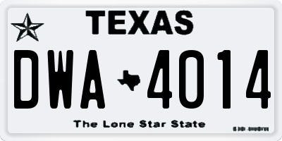 TX license plate DWA4014