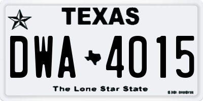 TX license plate DWA4015