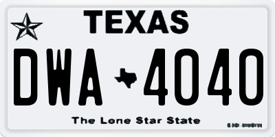 TX license plate DWA4040